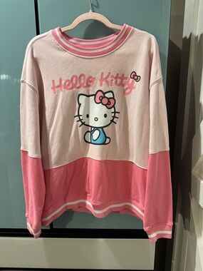 Hello Kitty Pink and Light Pink Colorblock Pullover Sweatshirt